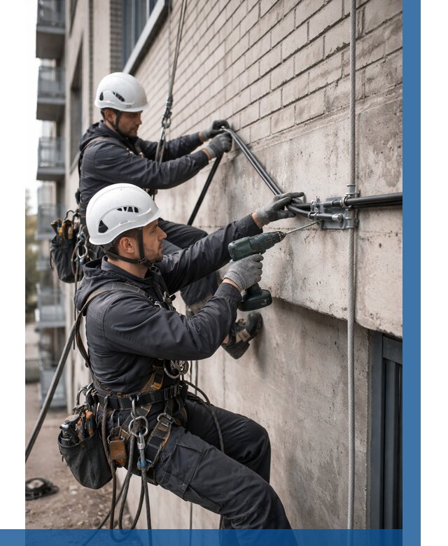 Крепление кабеля на фасаде в Красноярске от 356 р. | ВЫСОТНИК-Крс