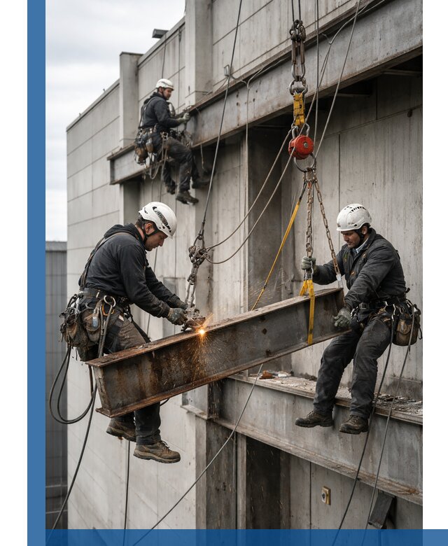 Демонтаж металлоконструкций на высоте в Красноярске под ключ