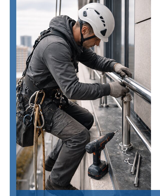 Монтаж ограждений на высоте в Красноярске для зданий и конструкций