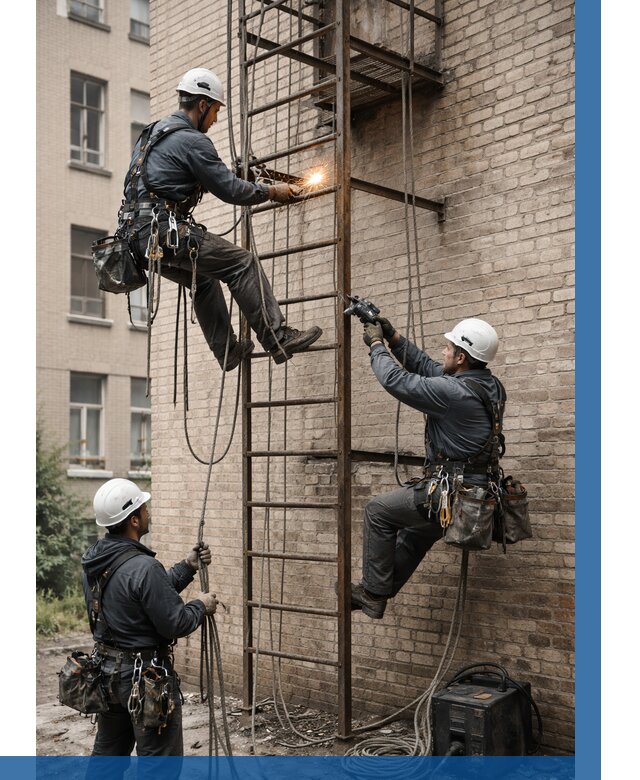 Ремонт пожарной лестницы в Красноярске от 7620 р. | ВЫСОТНИК-Крс