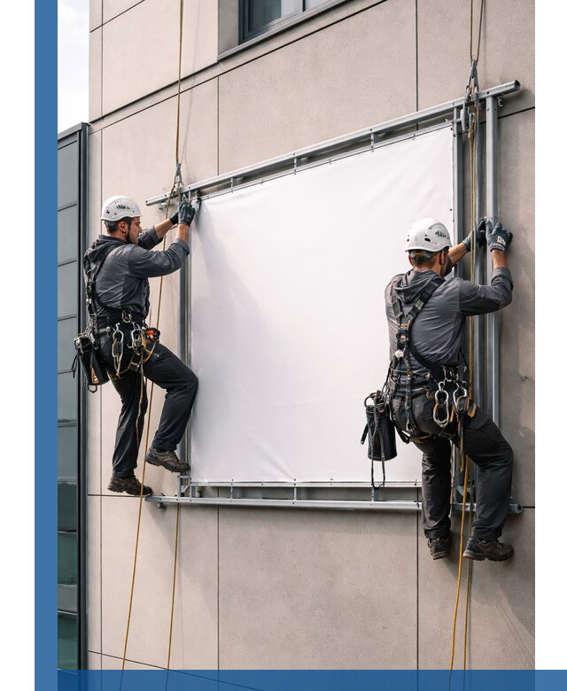 Монтаж наружной рекламной вывески в Красноярске под ключ