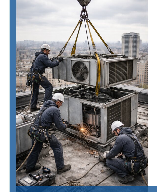 Демонтаж крышной установки в Красноярске любой сложности