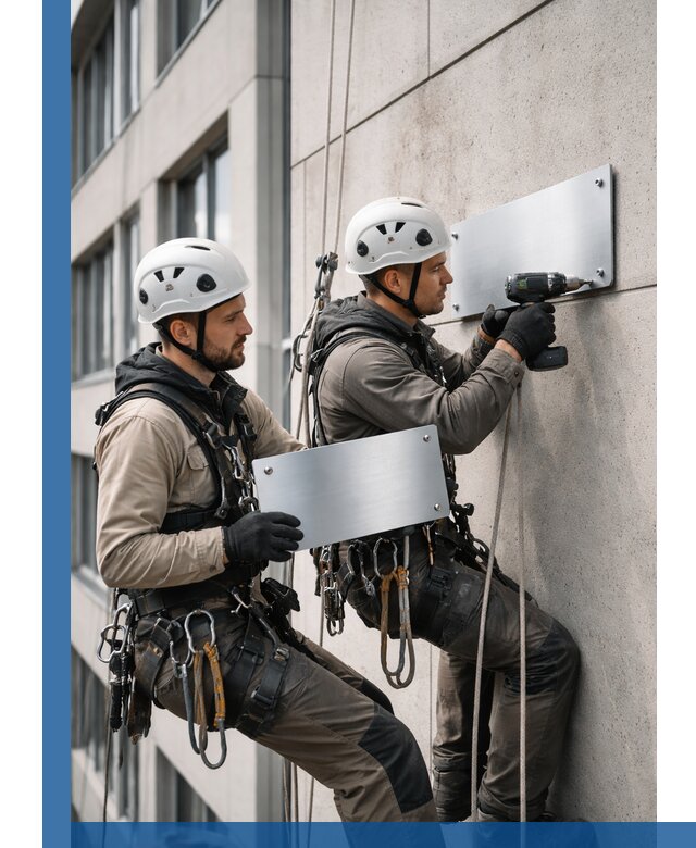 Монтаж табличек и указателей в Красноярске для зданий и сооружений