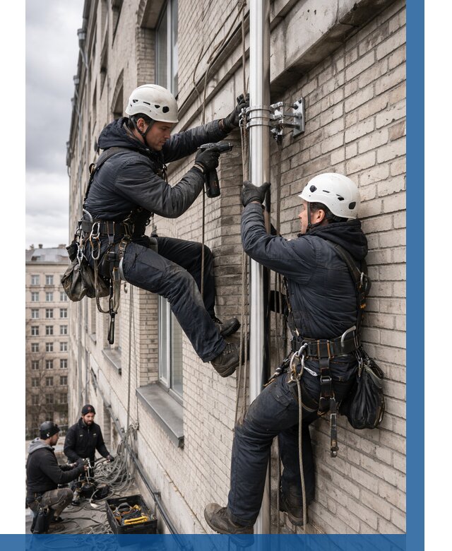 Монтаж флагштока на здании в Красноярске от 6604 р. | ВЫСОТНИК-Крс