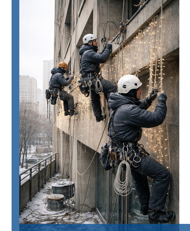 Монтаж новогодней иллюминации и украшение фасадов в Красноярске