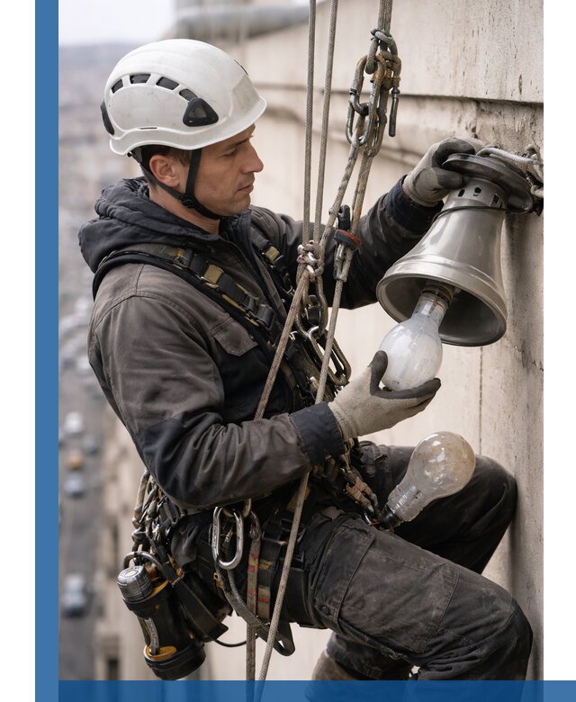 Замена ламп на высоте в Красноярске профессионально и быстро