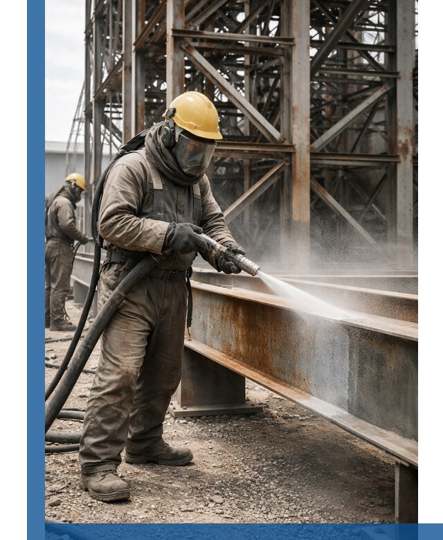 Пескоструйная очистка металлоконструкций в Красноярске промышленная