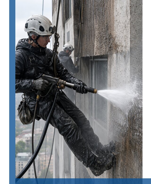 Гидроструйная очистка фасадов и конструкций в Красноярске