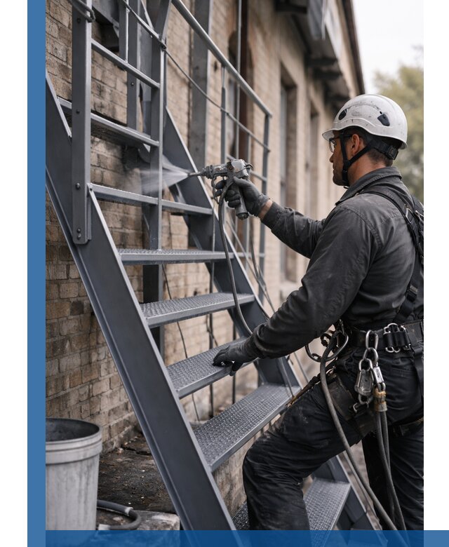 Покраска и антикоррозионная защита пожарных лестниц в Красноярске