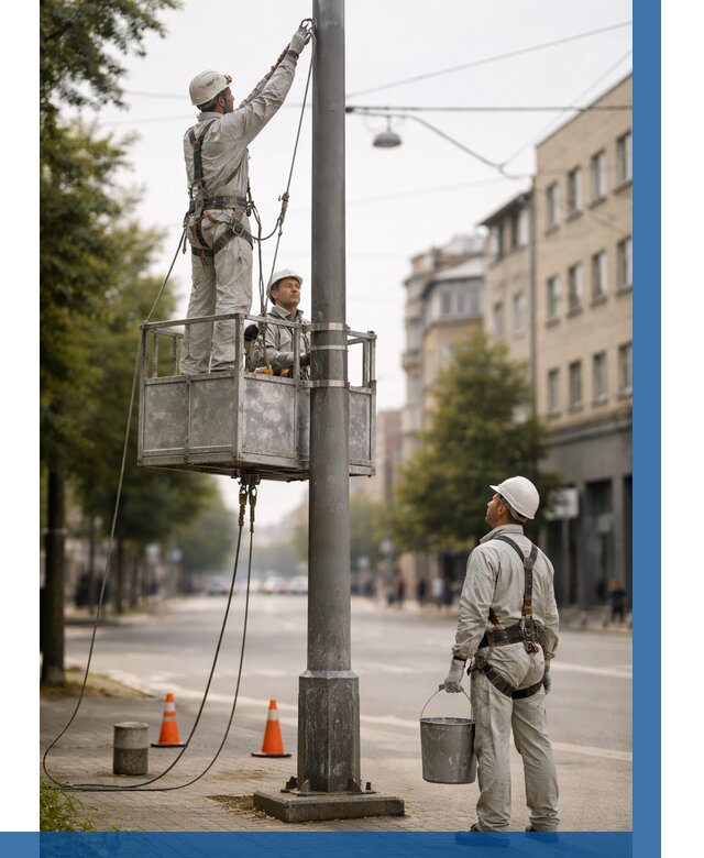 Покраска опор освещения в Красноярске от 5080 р. | ВЫСОТНИК-Крс