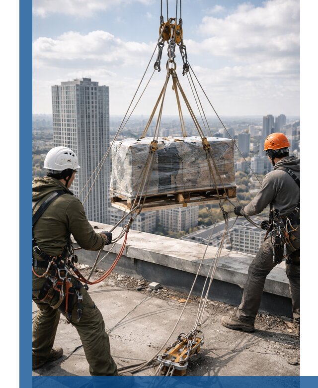 Подъем и монтаж крупногабаритных грузов на крышу в Красноярске