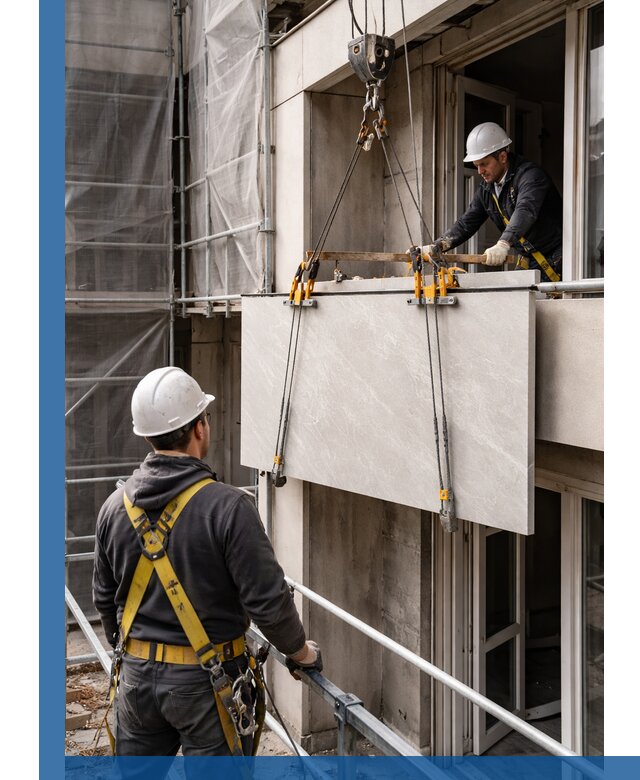 Подъем керамогранита на этаж в Красноярске грузчиками и техникой