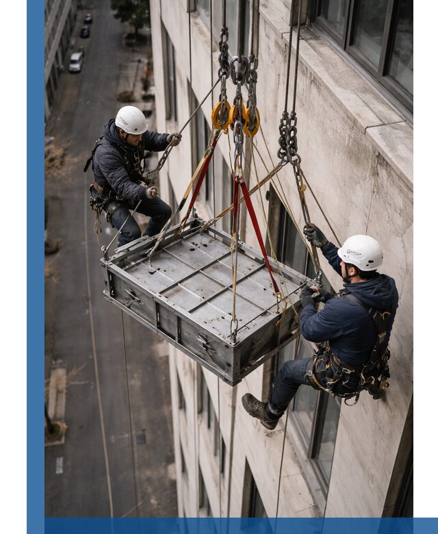 Спуск и подъем грузов по фасаду в Красноярске для зданий