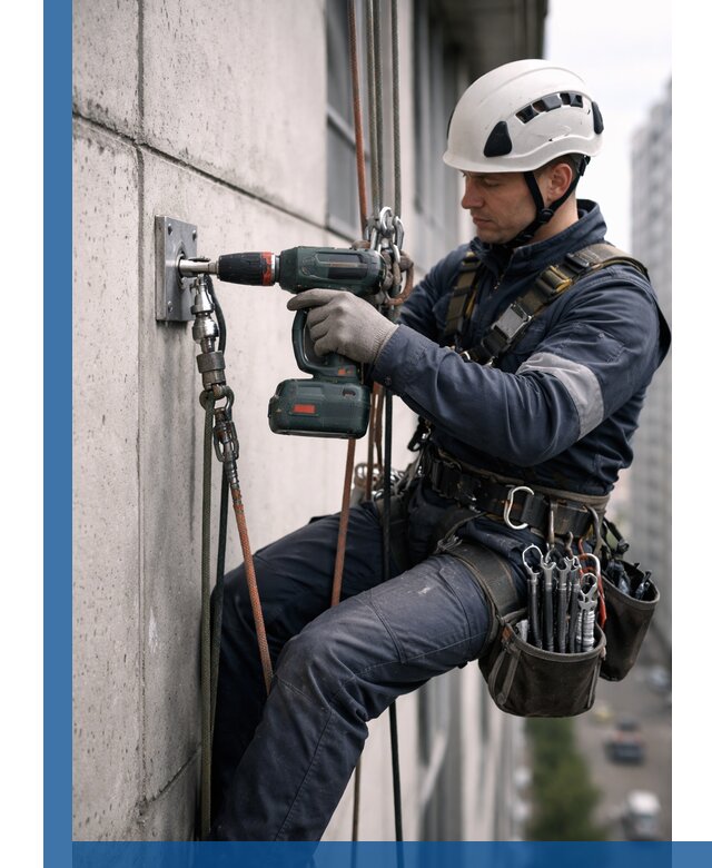 Установка анкерных точек для высотных работ в Красноярске